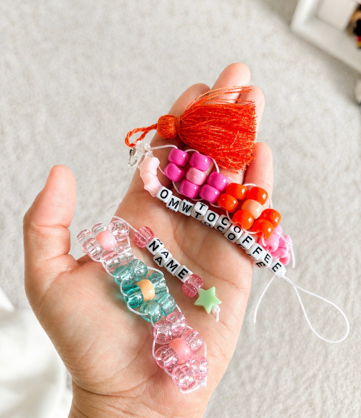 Flower keychain *customize with name/short phrase*